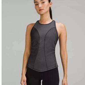 Women's Lululemon Base Pace Two-Toned Ribbed Tank Top Sz 14 BLK